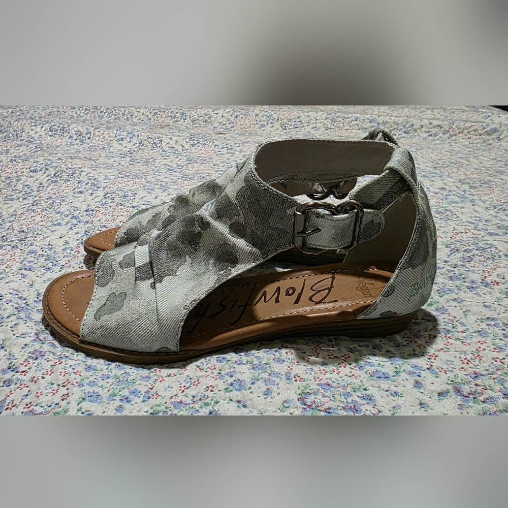 NEW Blowfish Sandals Green Camo Watercolor Print